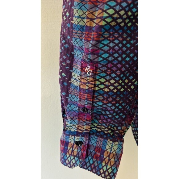 Robert Graham Classic Fit Albert Finney Jacquard Sport Shirt L Button Up Blue - Picture 4 of 6